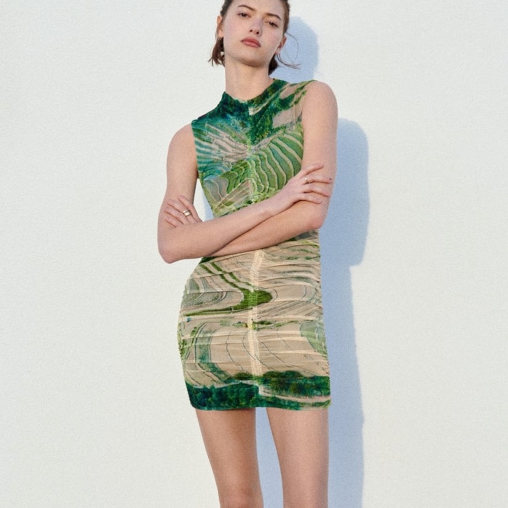 Zara printed tulle dress medium